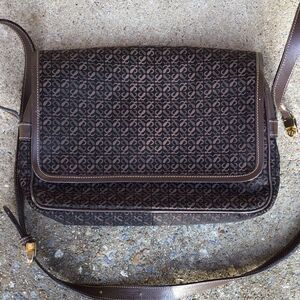 Vintage LOEWE Mini Repeat Anagram Canvas Leather Gold Bag